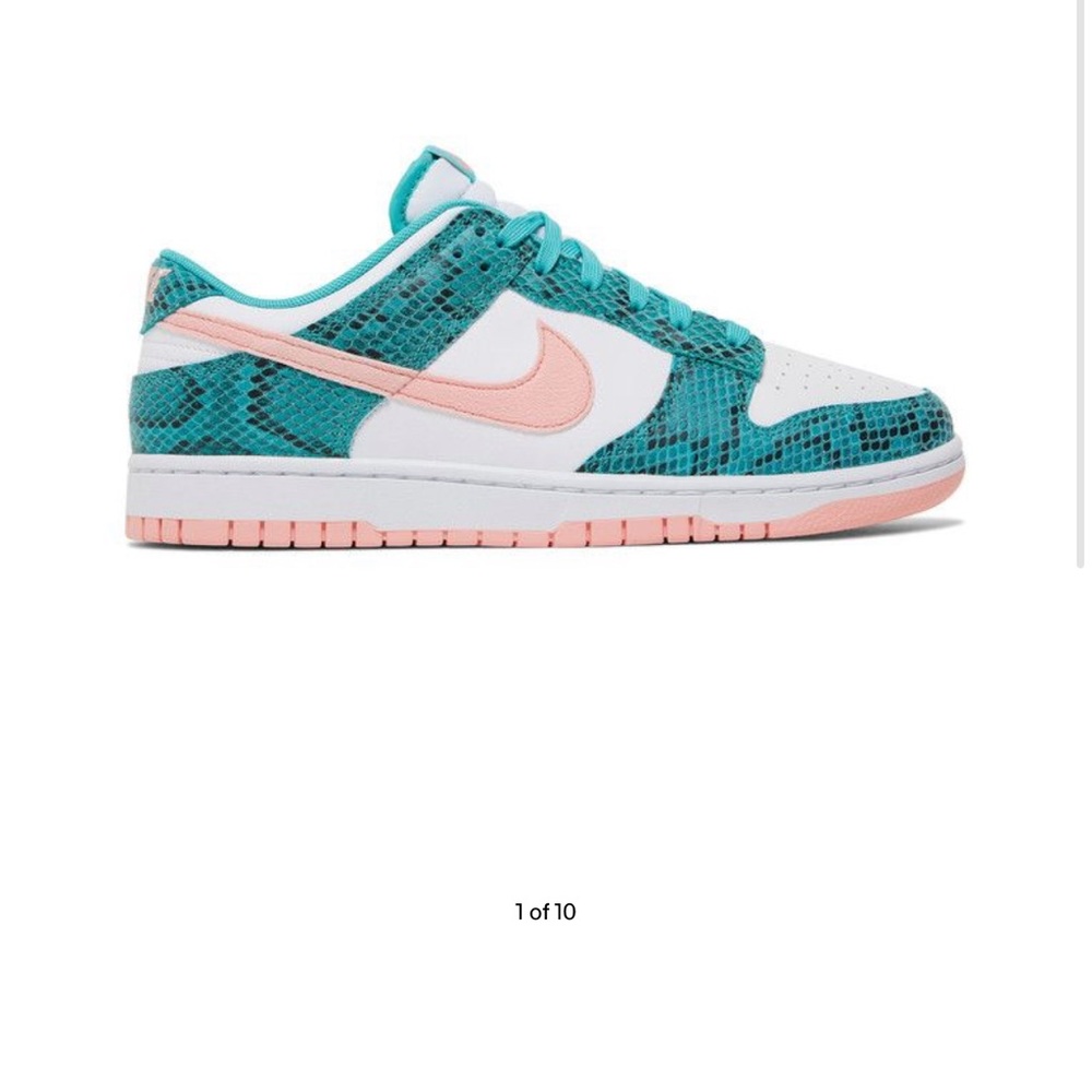 Nike Dunk Low Turquoise and Coral Sneakers pythons